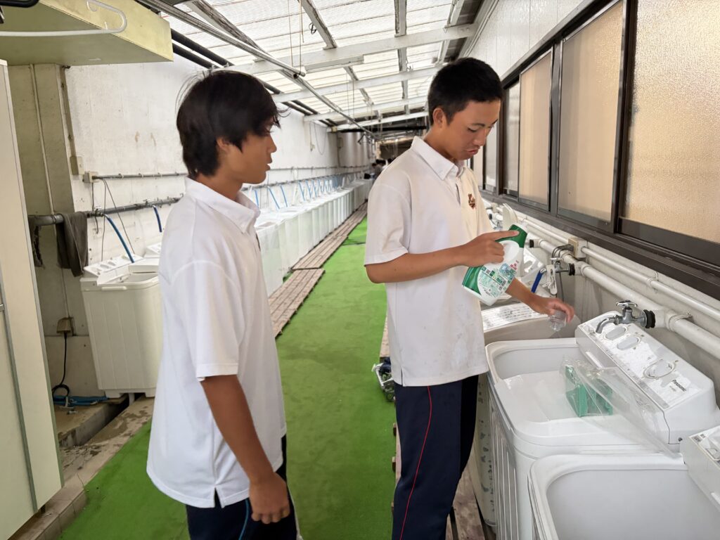 小岩高校野球部 夏合宿 洗濯の様子